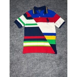 Polo Ralph Lauren Boys Multi-Color Block Striped Polo Shirt Large 14-16 L